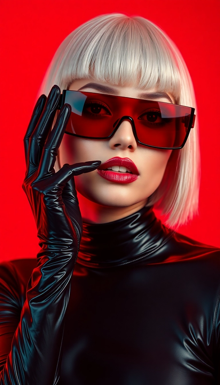 iPhone Bright AI Y2K Woman Fashion Model in Black and Red Luxurious Wallpaper
